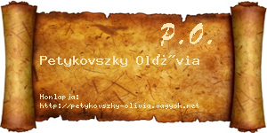 Petykovszky Olívia névjegykártya